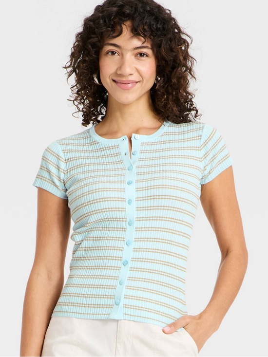 A New Day Tops - A New Day - Women's Short Sleeve Button front sweater - Medium